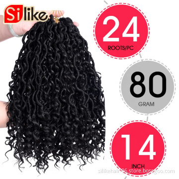 Faux Locs curly Crochet Braids14 Inch Soft Natural Synthetic Hair Extension 24Stands/Pack Messy Goddess Faux Locks Hair